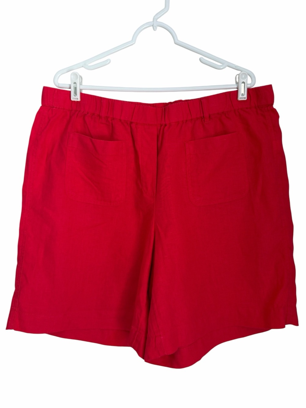 J.Jill Love Linen Shorts Womens XL Red 100% Linen Pull On Elastic Waist Vacation